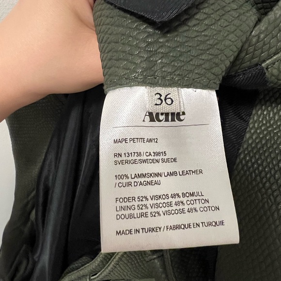 Acne Cropped Moto Leather Jacket Size 36 Small - Picture 3 of 6